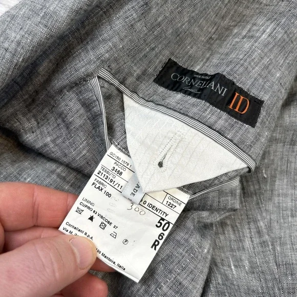 Corneliani ID Lightweight Unstructured 2 Button Blazer Linen Solid Gray 50/ 40R